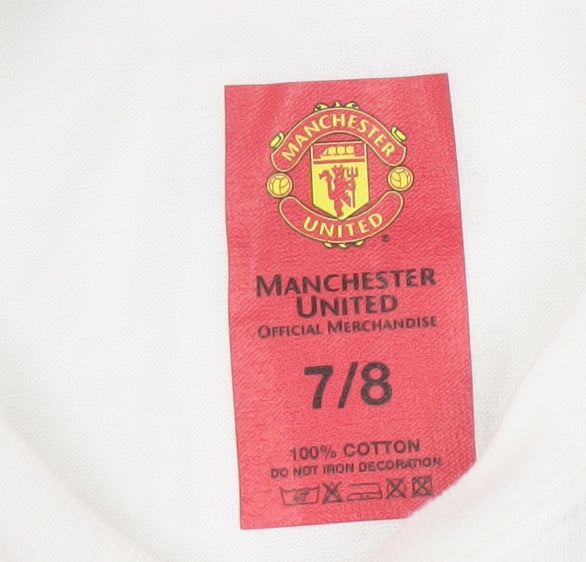 Manchester United Boys White Graphic T-Shirt 7-8 Years