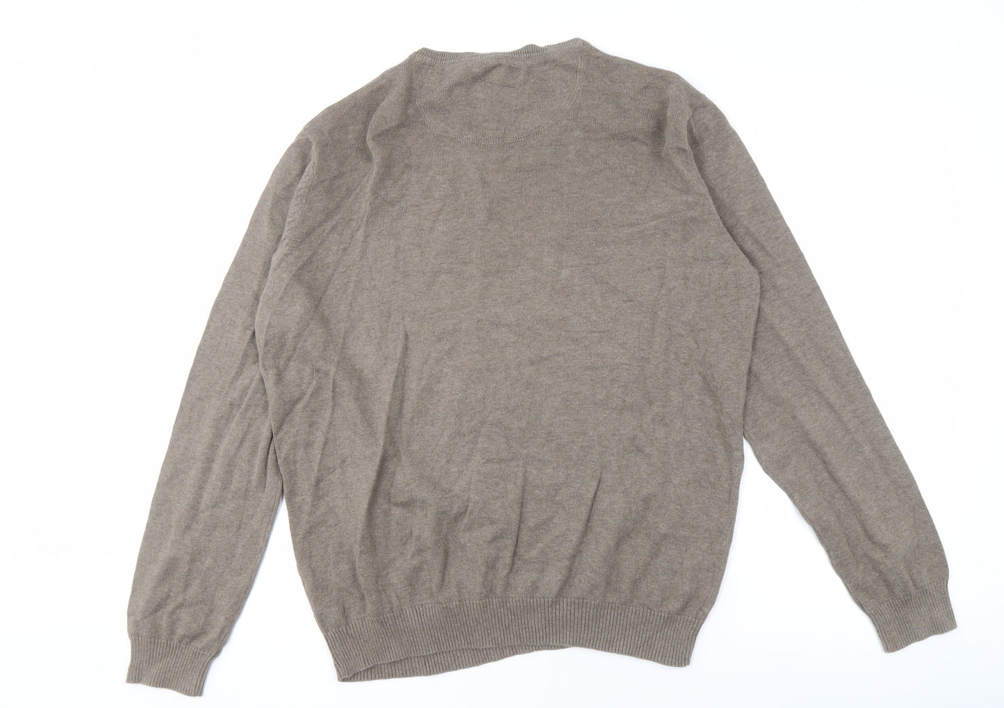 Jeff Banks Men's Brown V-Neck Cotton Pullover L