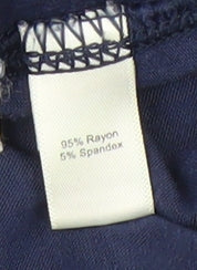 DKNY Women's Blue Long Sleeve V-Neck T-Shirt