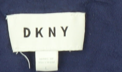 DKNY Women's Blue Long Sleeve V-Neck T-Shirt