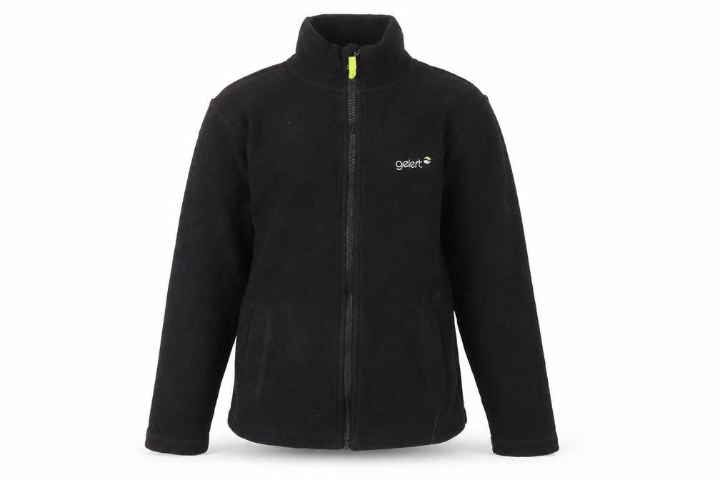 Front view of Gelert boys’ black fleece basic jacket 9-10 years
