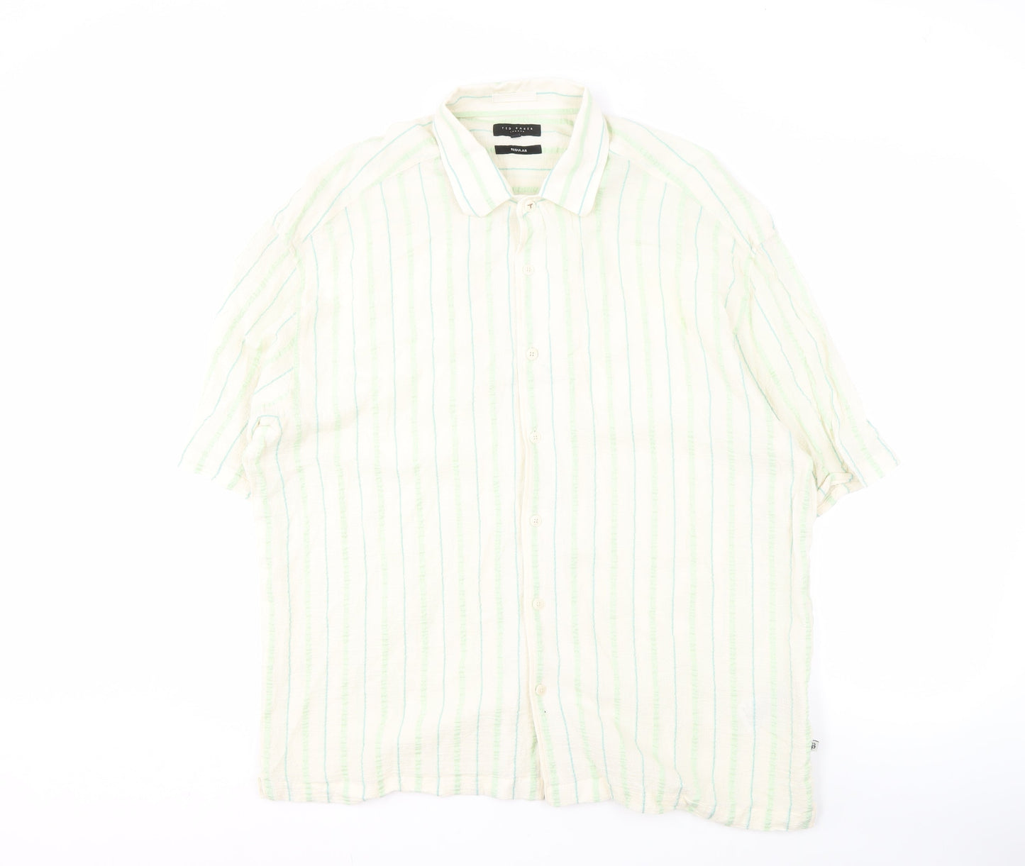 Ted Baker Men Ivory Striped Regular Fit Shirt