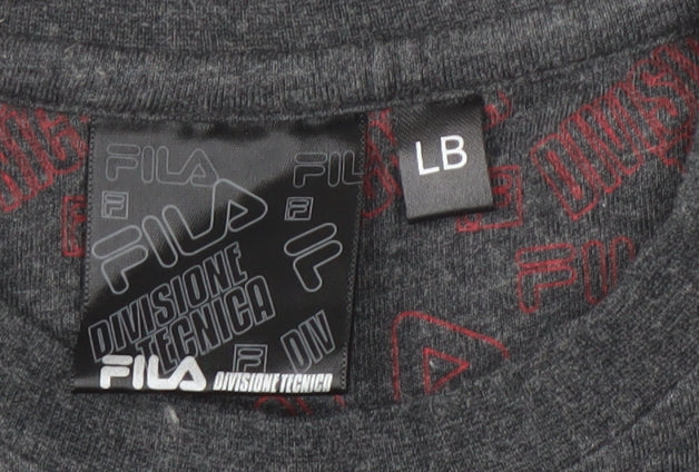 Fila Boys Grey Logo T-Shirt, Short Sleeve, Size L