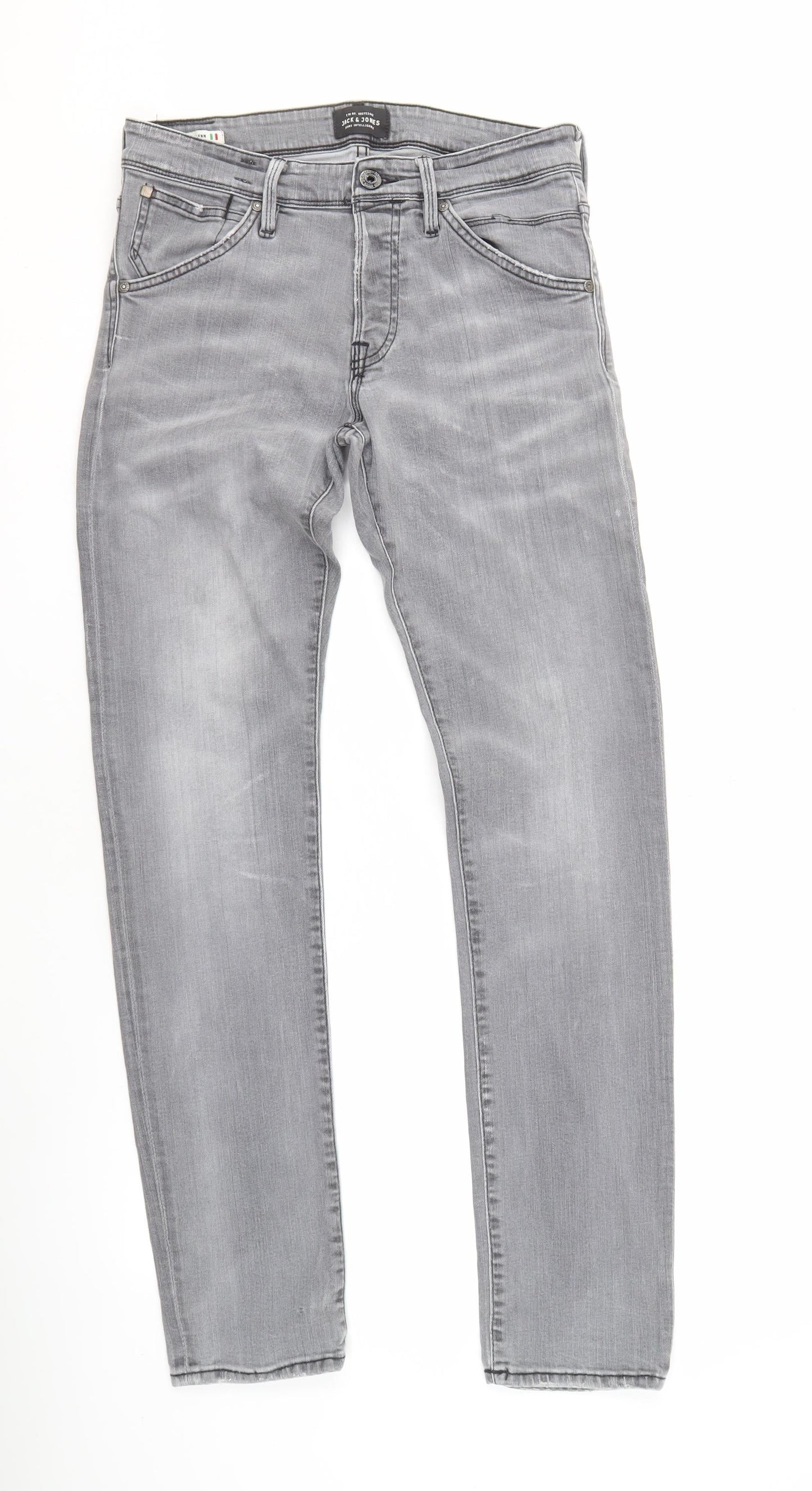 Jack & Jones Men's Grey Straight Jeans Size 30