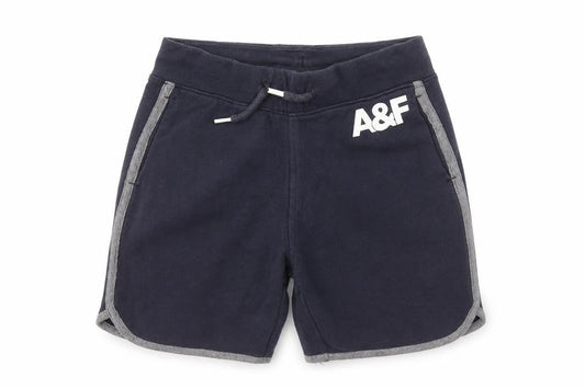 Front view of Abercrombie & Fitch Kids girls’ blue athletic shorts, size 5-6, years