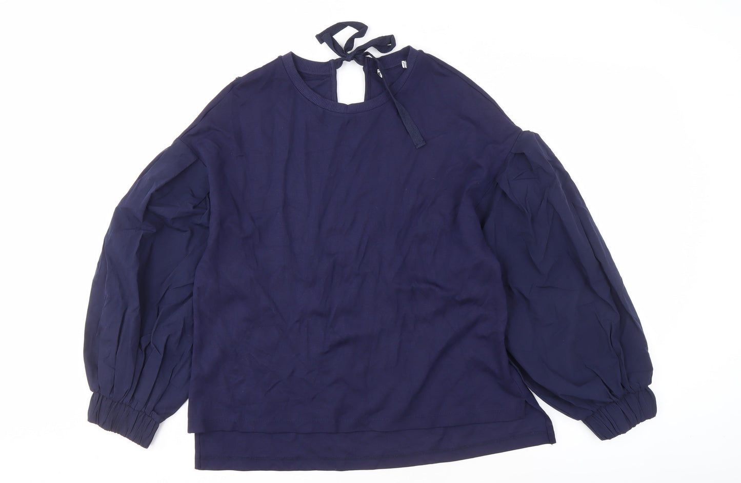 Jaeger Women's Navy Balloon Sleeve Blouse Size 10