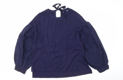 Jaeger Women's Navy Balloon Sleeve Blouse Size 10