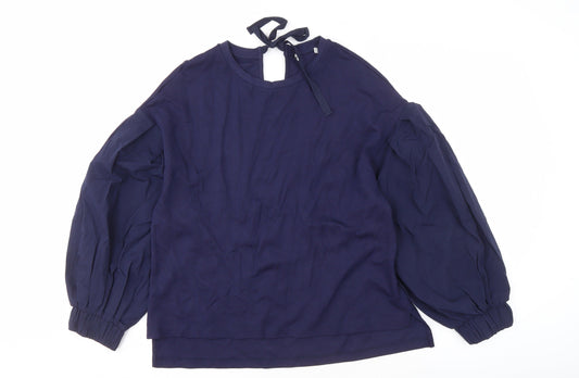 Jaeger Women's Navy Balloon Sleeve Blouse Size 10