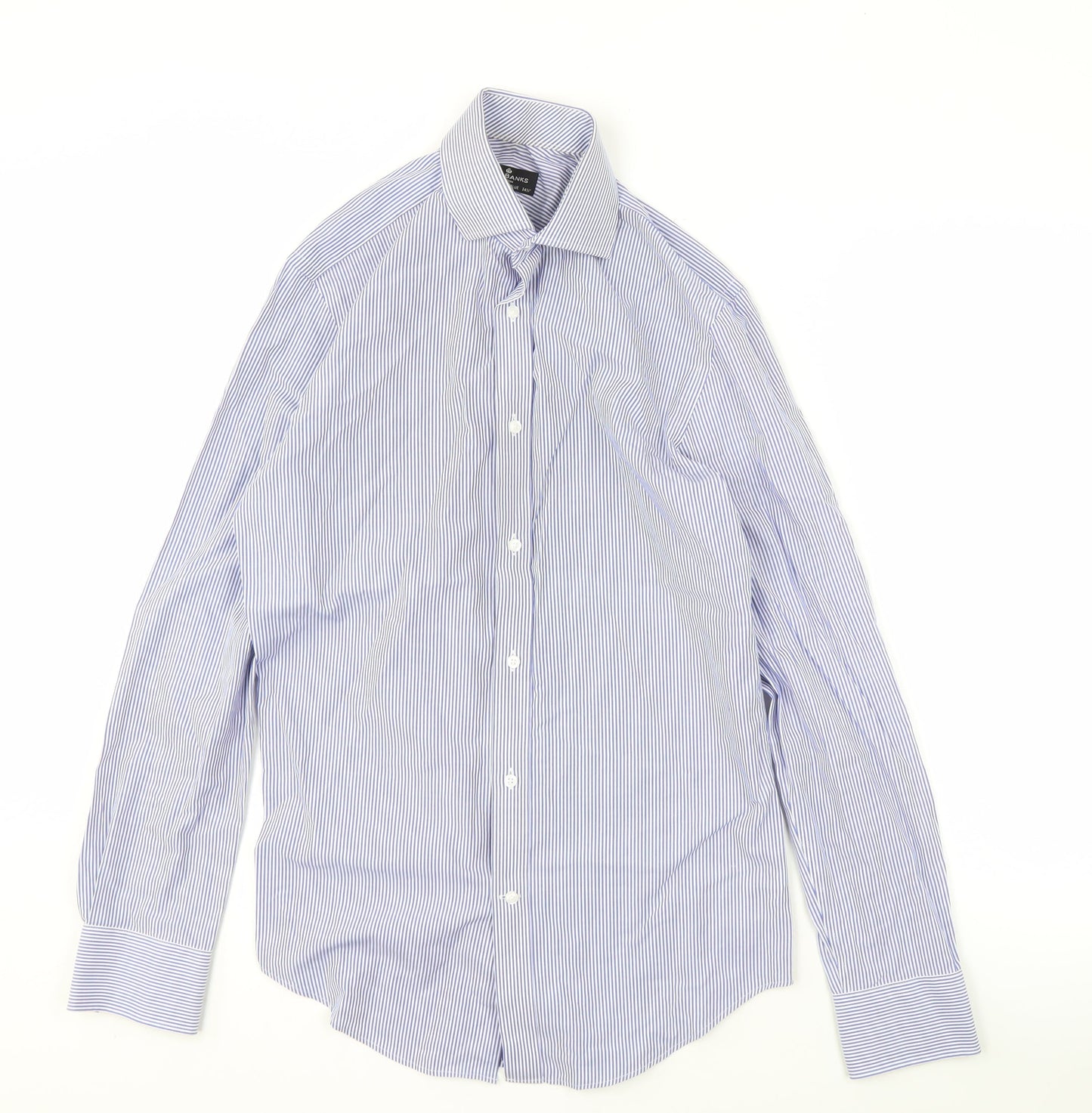 Jeff Banks Men's Blue Striped Shirt, 14.5, Regular Fit