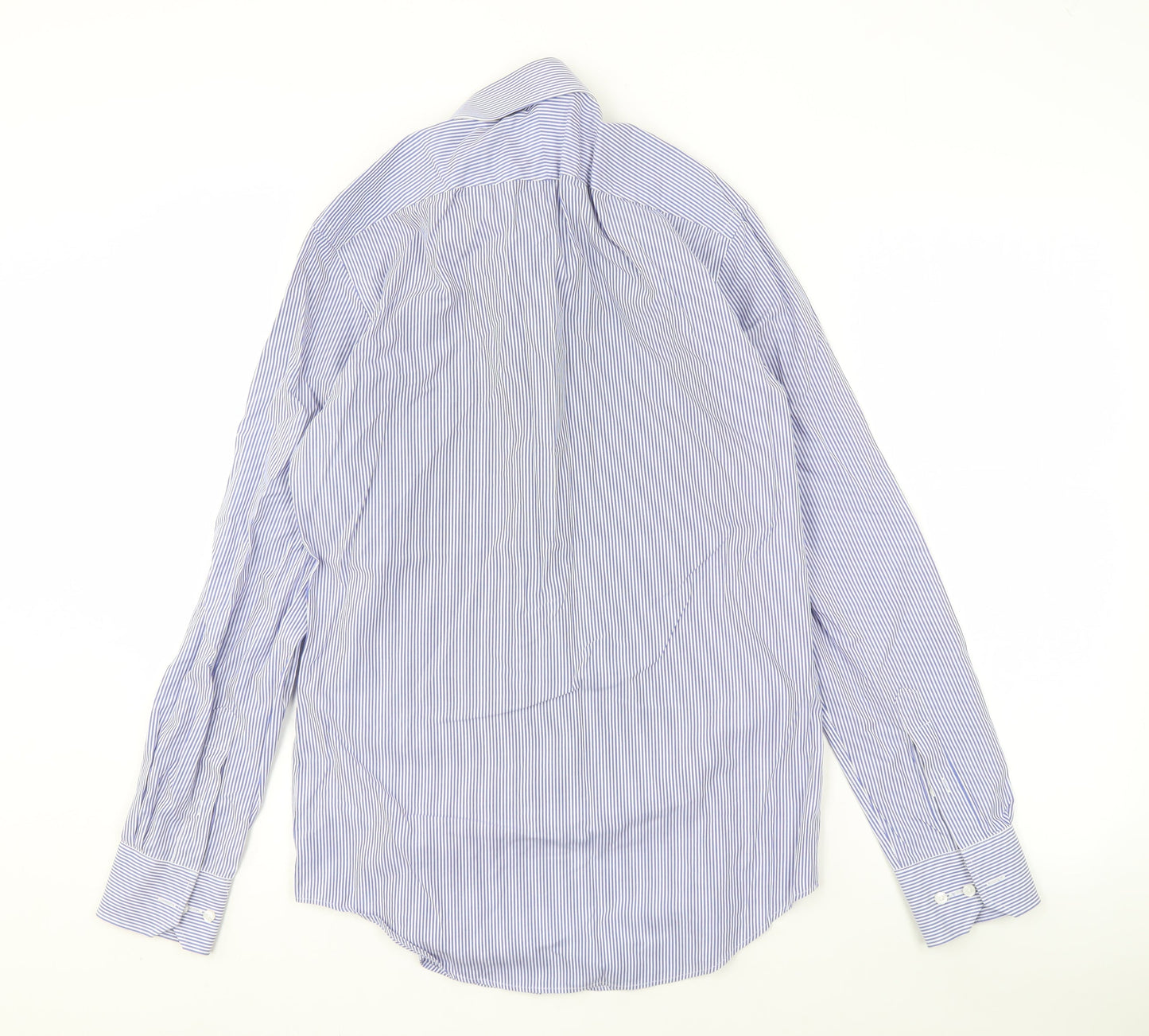 Jeff Banks Men's Blue Striped Shirt, 14.5, Regular Fit
