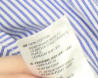 Jeff Banks Men's Blue Striped Shirt, 14.5, Regular Fit