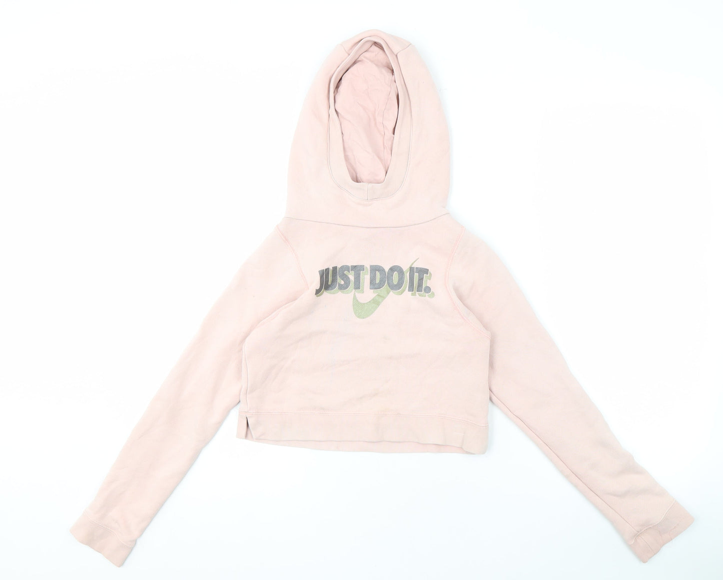 Nike Girls Pink Pullover Hoodie M with Logo Sports Chic