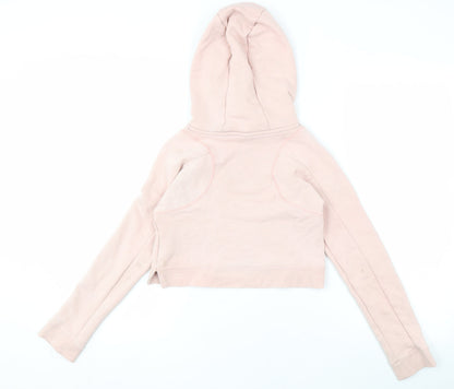 Nike Girls Pink Pullover Hoodie M with Logo Sports Chic