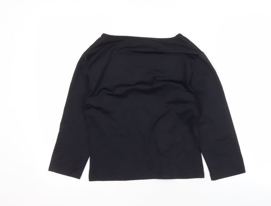 Jasper Conran Women's Black V-Neck T-Shirt, L, Rhinestone Accents