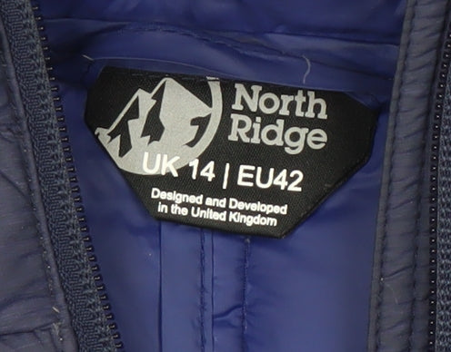 Womens UK Size 14 North Ridge Blue Puffer Jacket