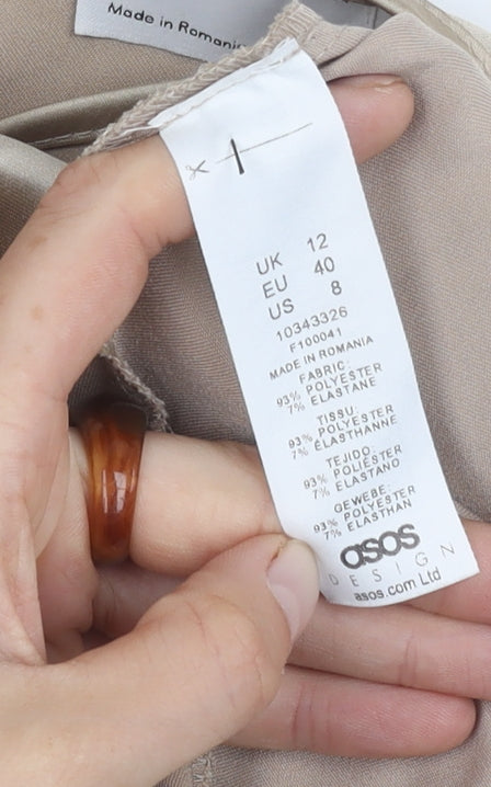 ASOS DESIGN Beige Wrap Skirt for Women, Size 12