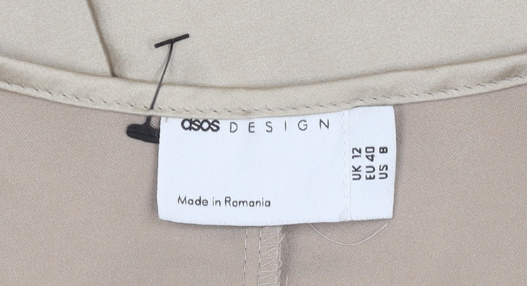 ASOS DESIGN Beige Wrap Skirt for Women, Size 12