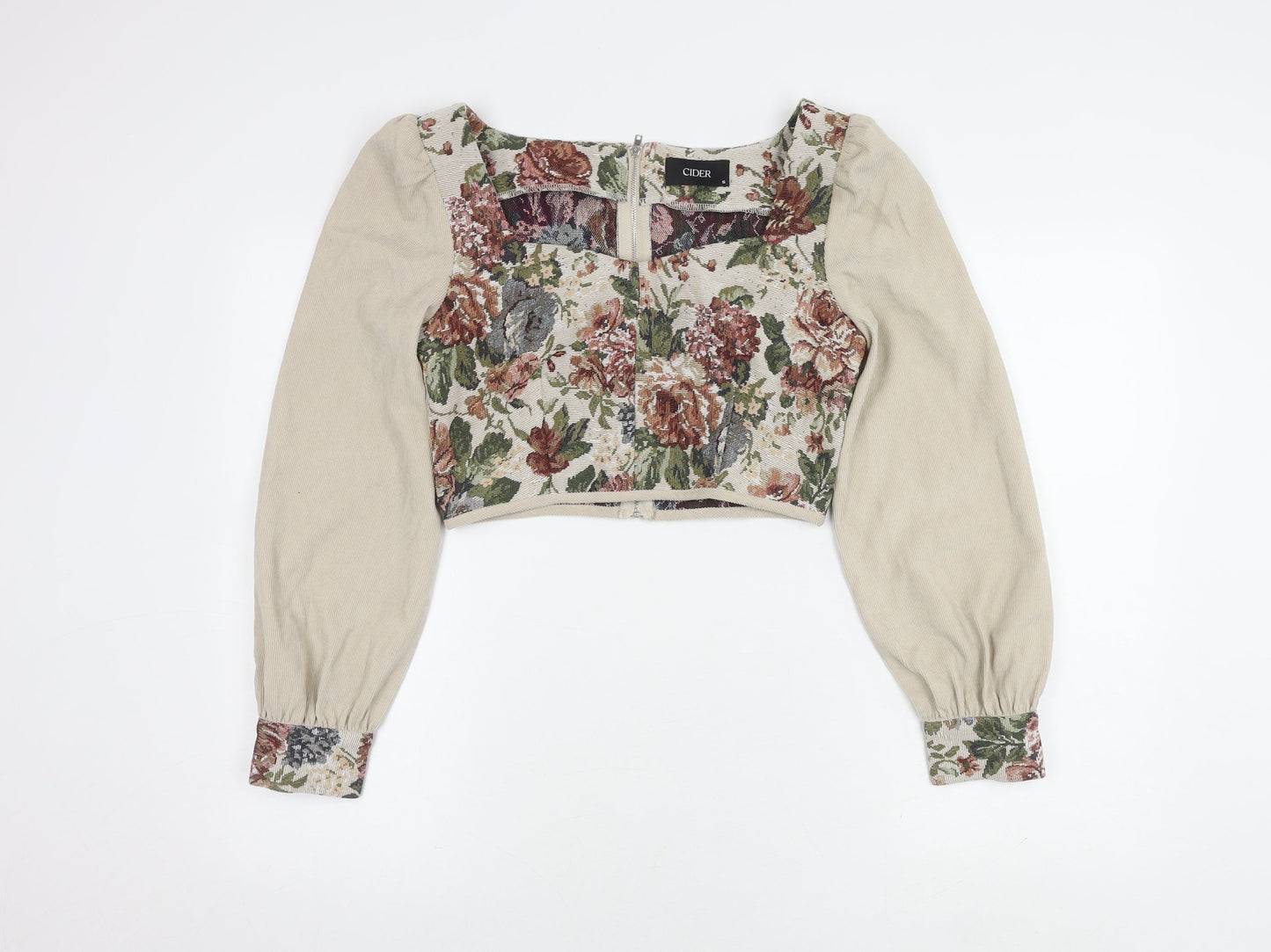Womens UK Size S Cider Beige Cropped Blouse