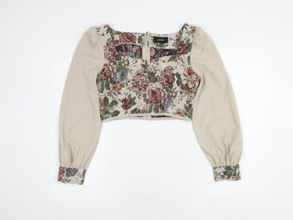 Womens UK Size S Cider Beige Cropped Blouse