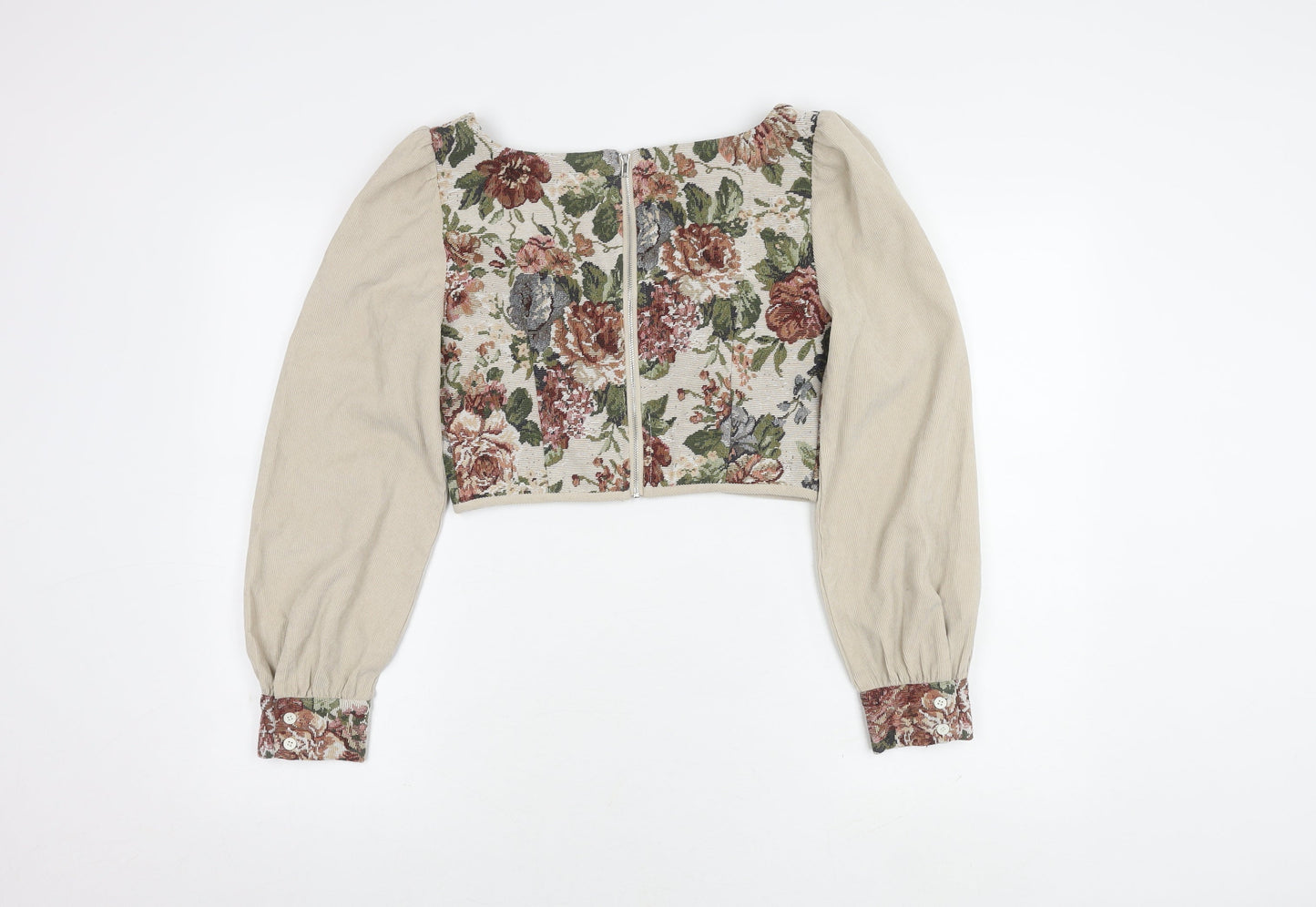 Womens UK Size S Cider Beige Cropped Blouse