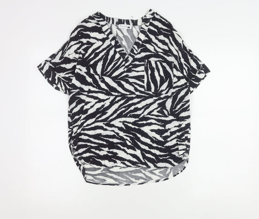 Warehouse Women's V-Neck Animal Print Top UK 6