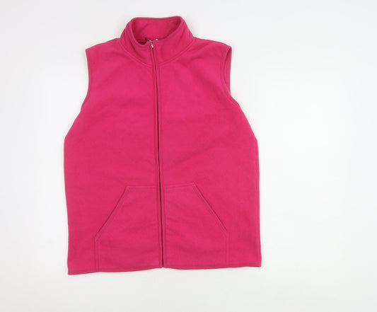 Jumper Women's Pink Sleeveless Waistcoat, Size M, Full Zip