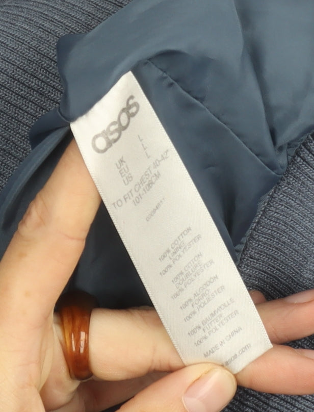 ASOS Men's Blue Bomber Jacket Size L, Casual Style