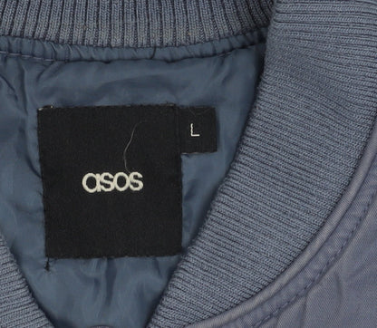 ASOS Men's Blue Bomber Jacket Size L, Casual Style