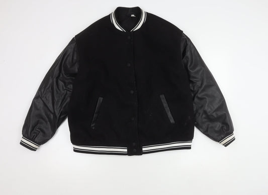 Mens UK Size M H&M Black Varsity Jacket