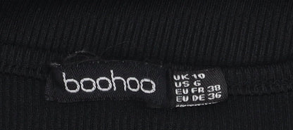 boohoo Women's Black Cropped Button-Up Top Size 10