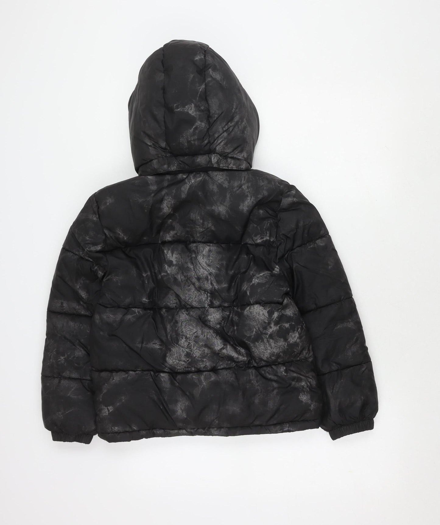 H&M Boys Black Puffer Jacket 10 Winter Hooded Zip