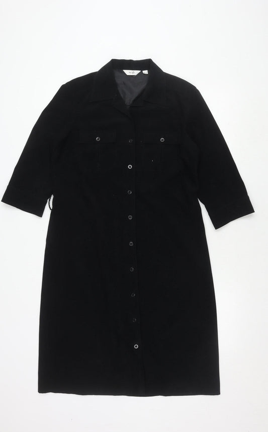 NEXT Women's Black Shirt Dress, Size 14, Classic Elegance