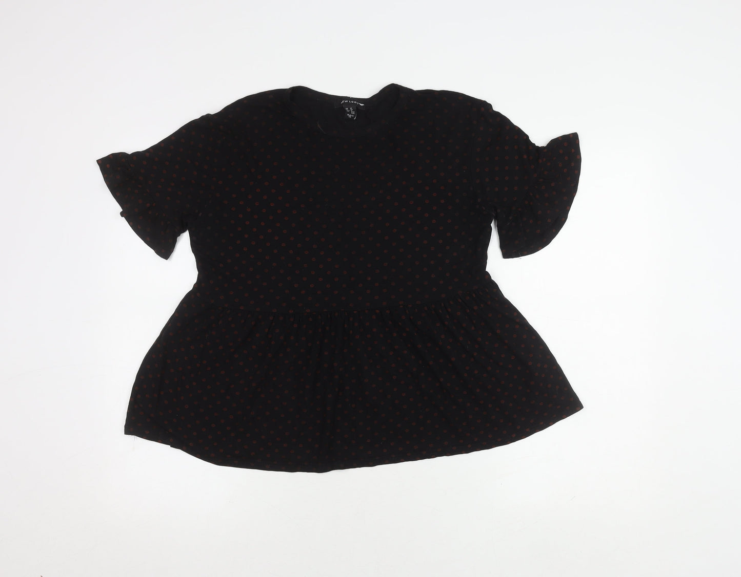 New Look Women's Black Polka Dot Top Size 12