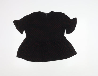 New Look Women's Black Polka Dot Top Size 12