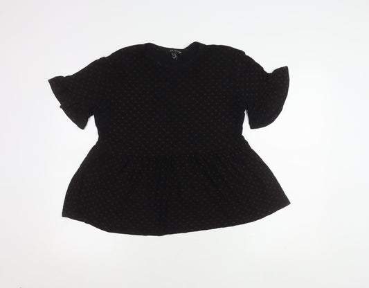 New Look Women's Black Polka Dot Top Size 12