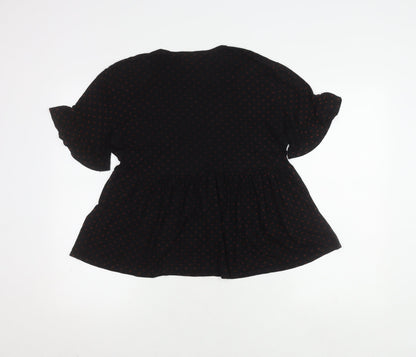 New Look Women's Black Polka Dot Top Size 12