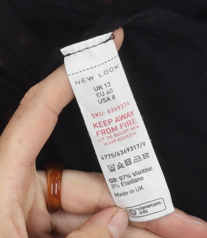 New Look Women's Black Polka Dot Top Size 12