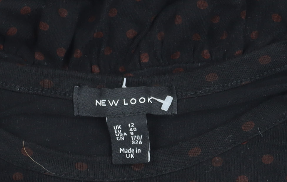 New Look Women's Black Polka Dot Top Size 12