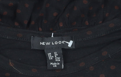 New Look Women's Black Polka Dot Top Size 12