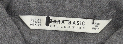 Zara Women's Grey XS Embroidered Shirt Dress