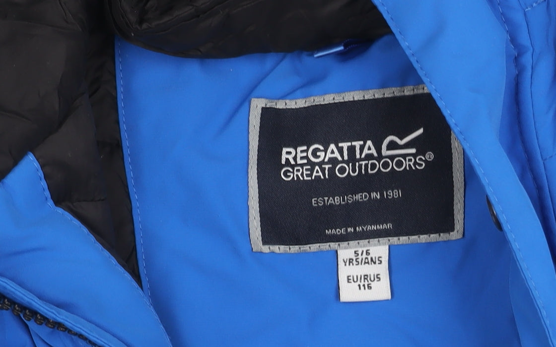 Regatta Boys' Blue Puffer Jacket 5-6 Yrs Hooded Winter