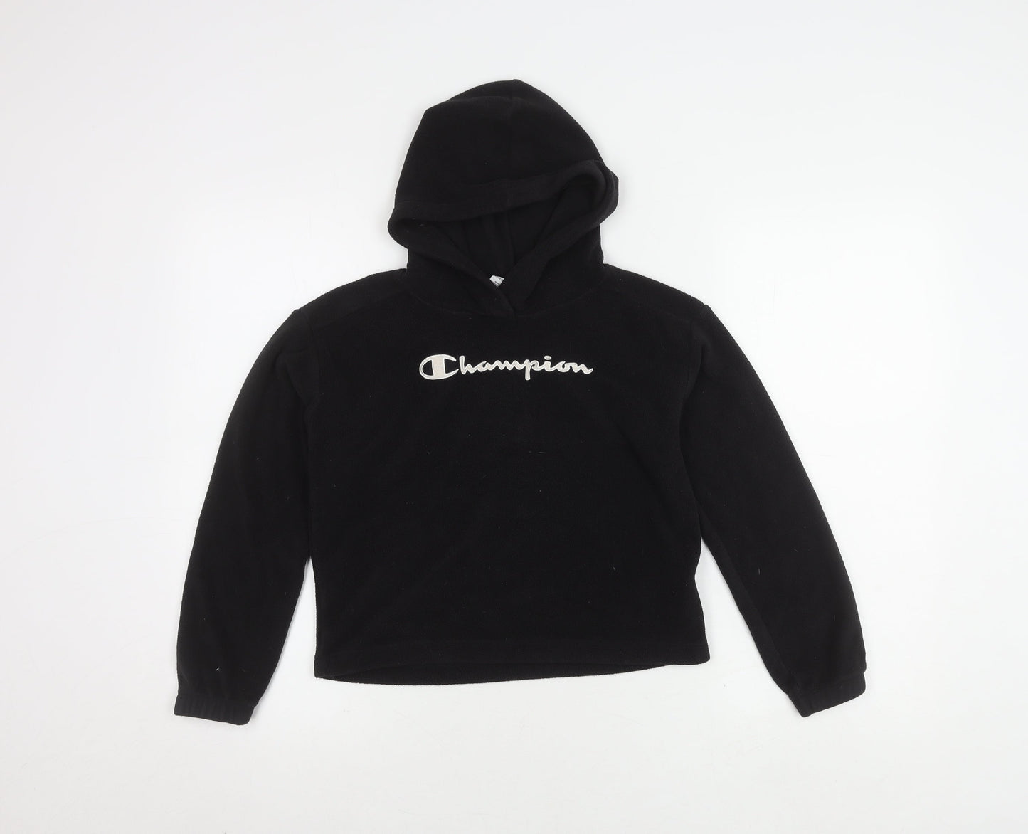 Champion Boys Black Hoodie, Size 9-10, Casual Fleece