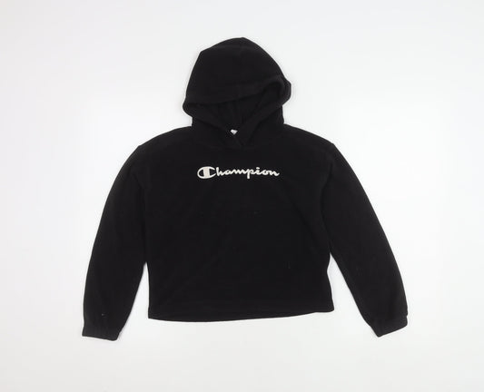 Champion Boys Black Hoodie, Size 9-10, Casual Fleece
