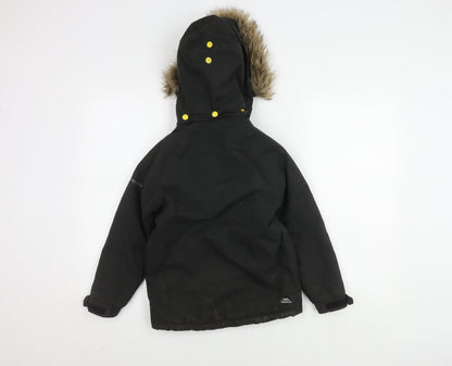 Trespass Boys Black Parka Coat 5-6 Years, Winter Hooded Jacket