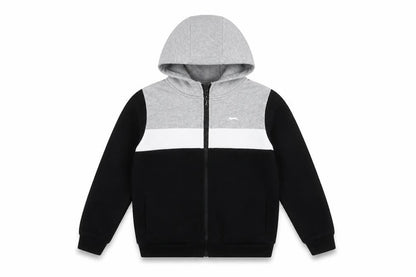 Front view of Slazenger boys’' black basic jacket, hooded, 11-12 years
