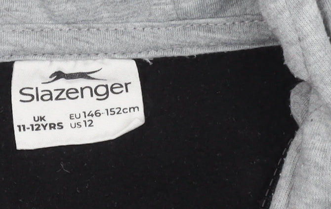 Slazenger Boys' Black Basic Jacket, Hooded, 11-12 Years