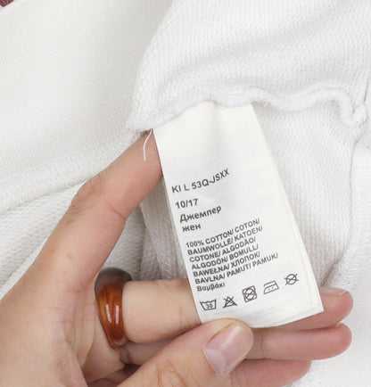 Lee Women's White Cotton Pullover Sweatshirt Size S