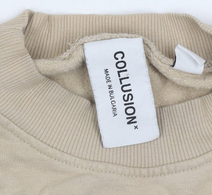Womens UK Size 12 COLLUSION Beige Pullover Jumper