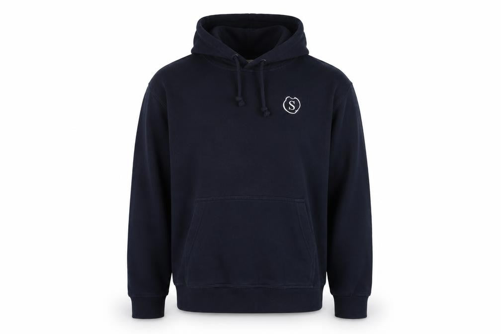 Front view of Hakro Blue Pullover Hoodie M with Logo for unisex
