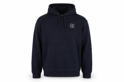 Front view of Hakro Blue Pullover Hoodie M with Logo for unisex